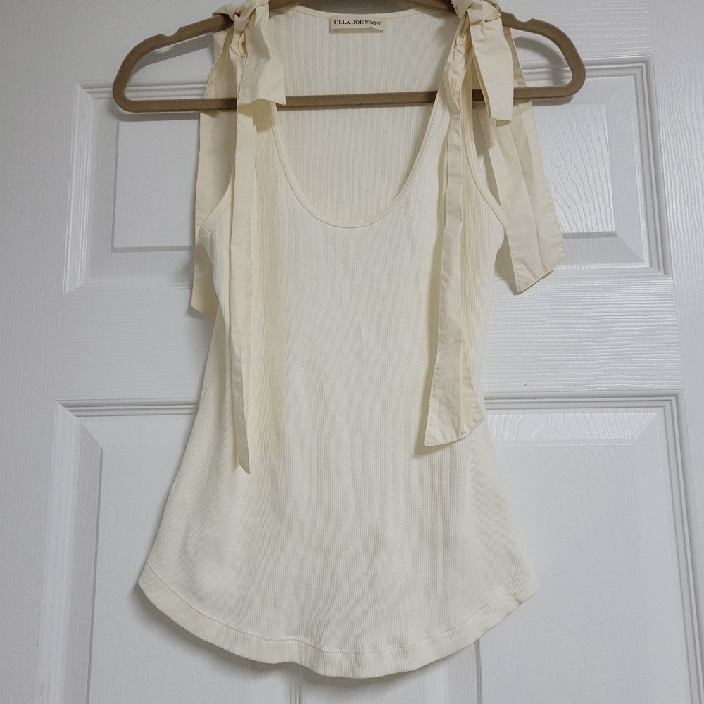 Ulla Johnson Bayley Bow Ribbed Tank Top. - Picture 5 of 10